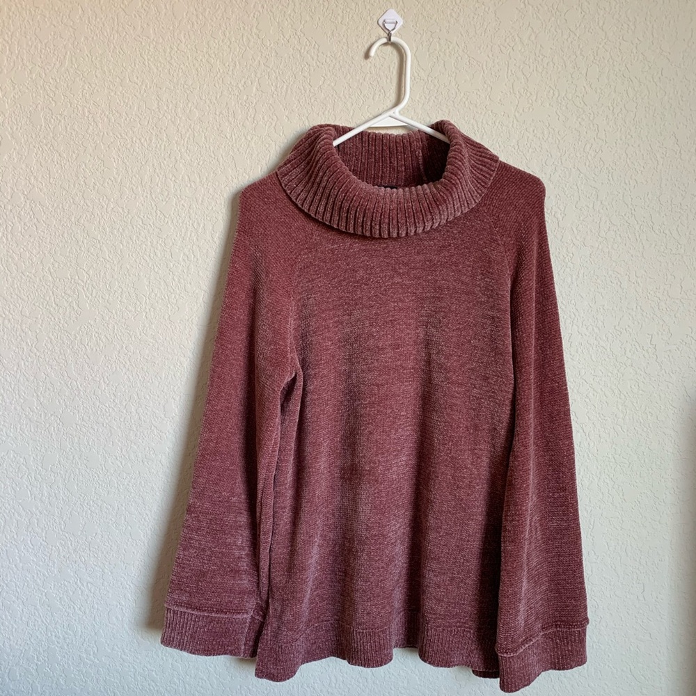 Express Velvet Chenille Cowl Neck Tunic Sweater